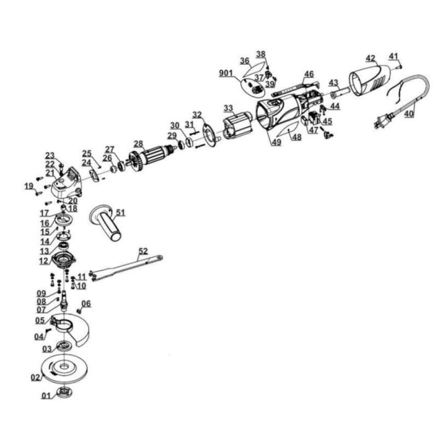 Szlifierka kątowa - EINHELL RB-AG850 4430607-11025 - (rysunek techniczny)
