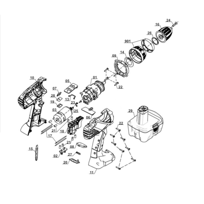 Wiertarko-wkrętarka akumulatorowa - EINHELL RT-CD14,4/1 4513215 - (rysunek techniczny)
