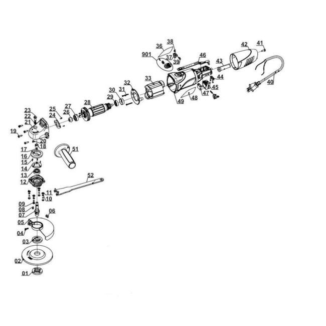 Szlifierka kątowa - EINHELL TC-AG125 4430619-11014 - (rysunek techniczny)
