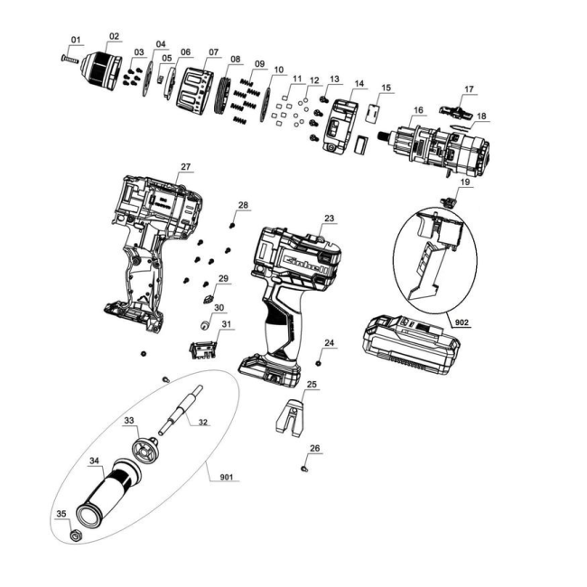 Wiertarko-wkrętarka - EINHELL TP-CD18LI 4513850-11015 - (rysunek techniczny)
