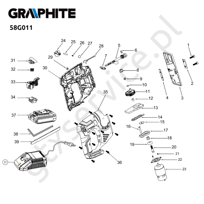 Wyrzynarka akumulatorowa - GRAPHITE 58G011 