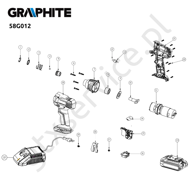Zakrętarka akumulatorowa - GRAPHITE 58G012 