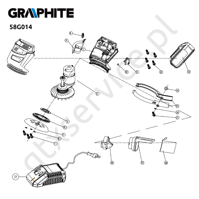 Szlifierka mimośrodowa akumulatorowa - GRAPHITE 58G014 