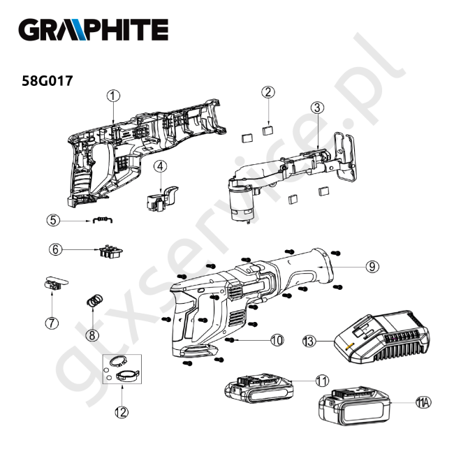Pilarka szablowa akumulatorowa - GRAPHITE 58G017 