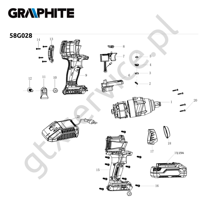Klucz udarowy pneumatyczny - GRAPHITE 58G028 