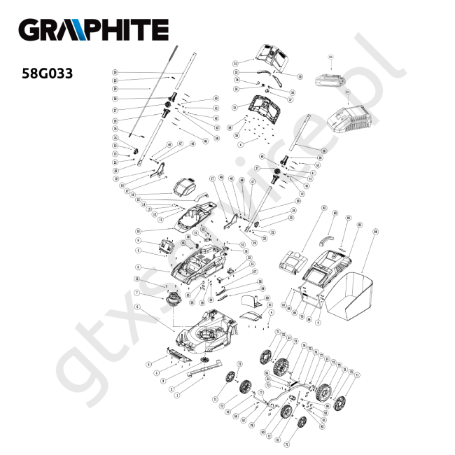 Kosiarka akumulatorowa - GRAPHITE 58G033 