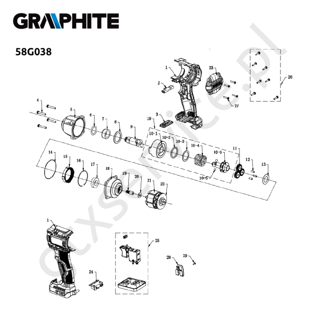 Klucz udarowy akumulatorowy - GRAPHITE 58G038 