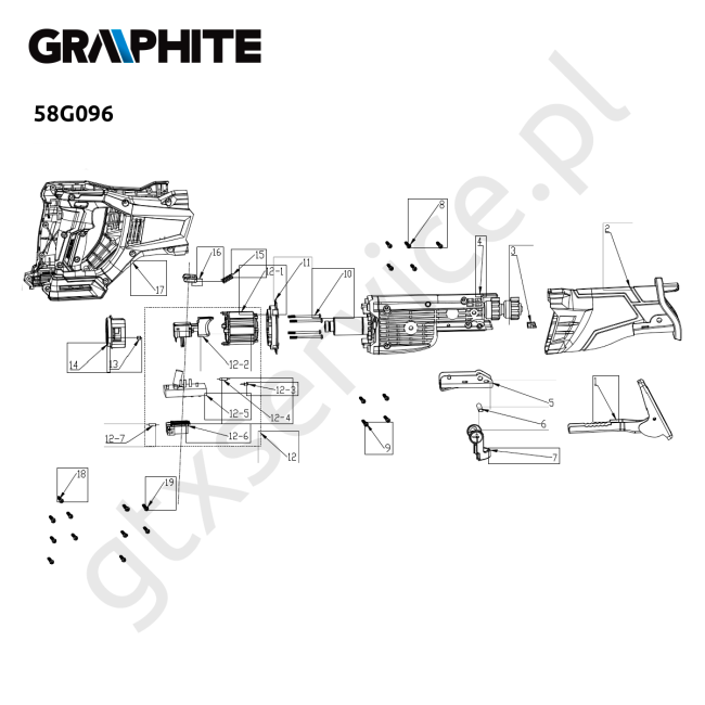 Pilarka szablowa akumulatorowa - GRAPHITE 58G096 
