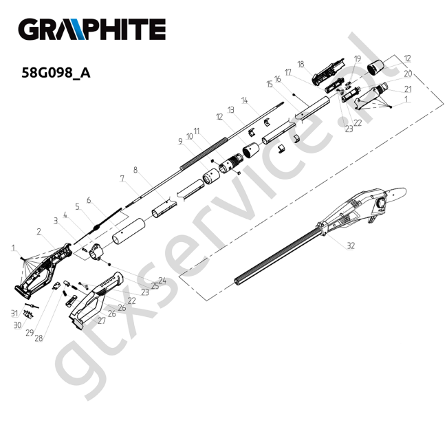 Urządzenie ogrodowe na wysięgniku - GRAPHITE 58G098 