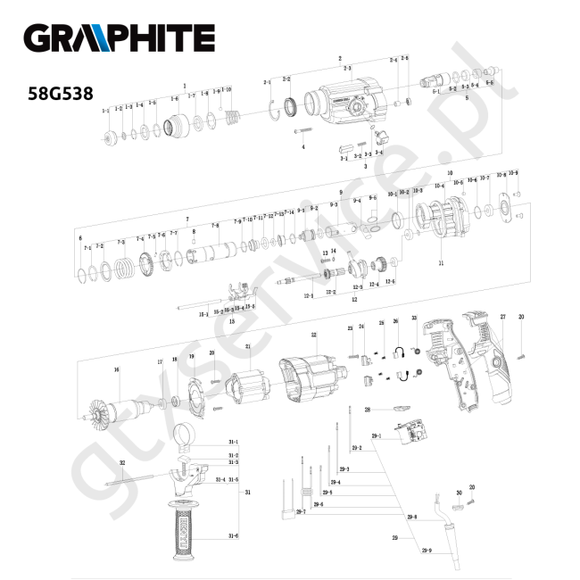 Młotowiertarka - GRAPHITE 58G538 