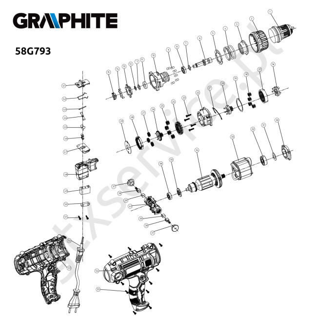 Wiertarko-wkrętarka sieciowa - GRAPHITE 58G793 