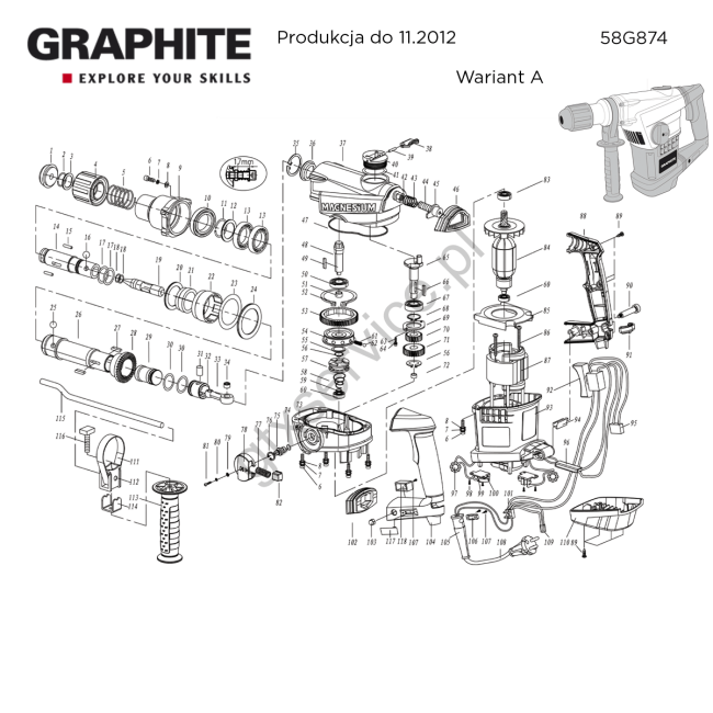 Młot udarowy - GRAPHITE 58G874 