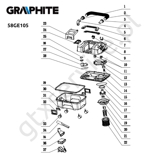 Odkurzacz akumulatorowy - GRAPHITE 58GE105 