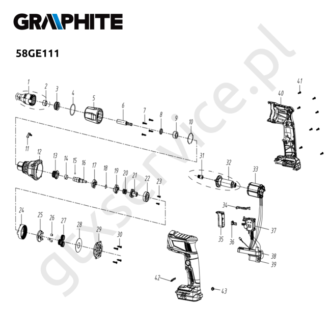 Wkrętarka akumulatorowa bezszczotkowa do płyt g/k Energy+ 18V Li-lon, 0-4400 min-1, uchwyt 1/4', - GRAPHITE 58GE111 