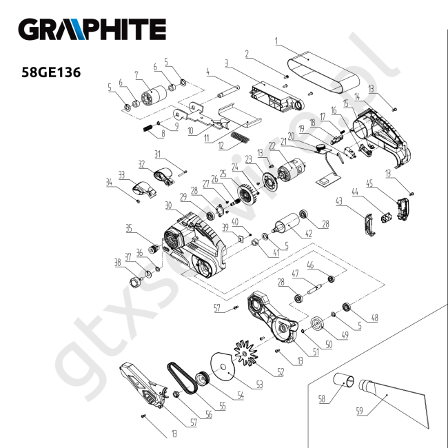 Szlifierka taśmowa - GRAPHITE 58GE136 