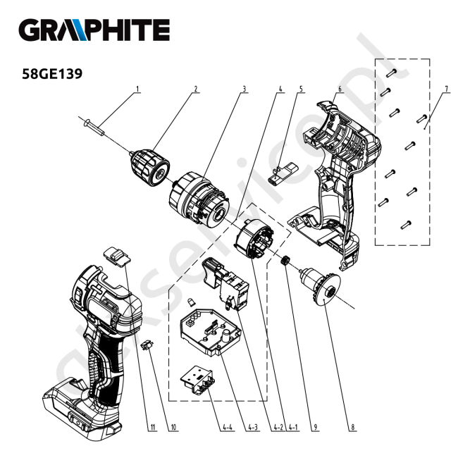 Wiertarko-wkrętarka sieciowa - GRAPHITE 58GE139 