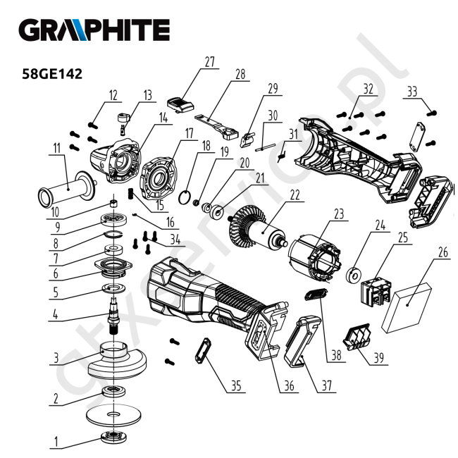 Szlifierka kątowa - GRAPHITE 58GE142 