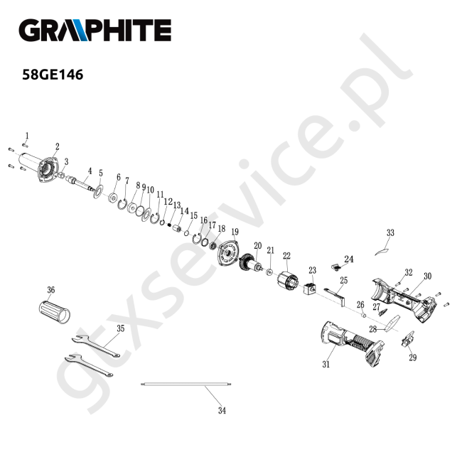 Szlifierka prosta bezszczotkowa 18V Energy+, bez akumulatora - GRAPHITE 58GE146 
