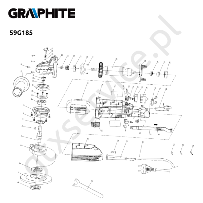 Szlifierka kątowa - GRAPHITE 59G185 