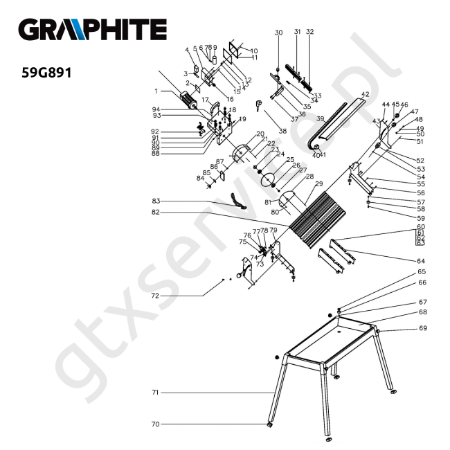 Przecinarka do glazury 1200W, 230x25, rozmiar stołu 1210x394, zakres ciecia 1000 mm, przewód 3 m, - 59G891 