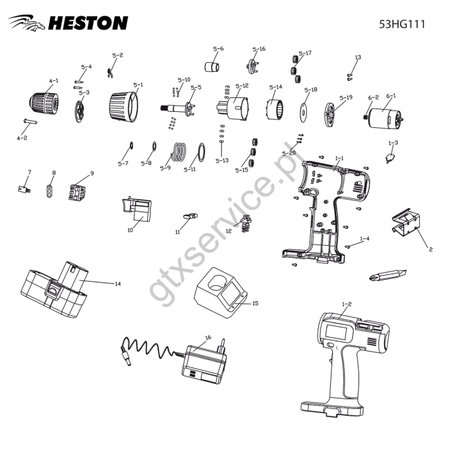 Wiertarko-wkrętarka akumulatorowa - HESTON 53HG111 
