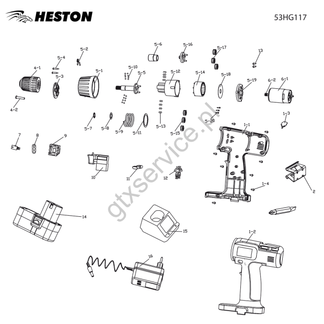Wiertarko-wkrętarka akumulatorowa - HESTON 53HG117 