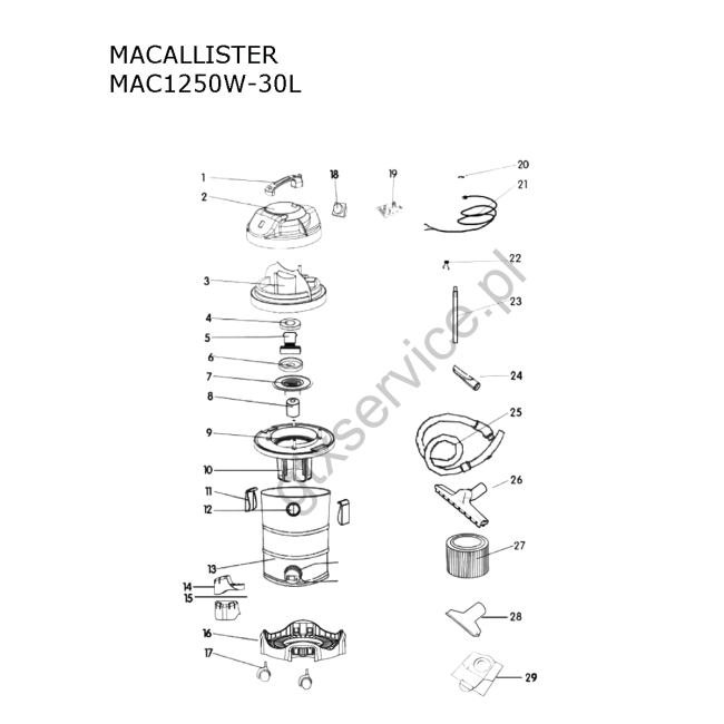 Odkurzacz - MACALLISTER MAC1250W-30L 
