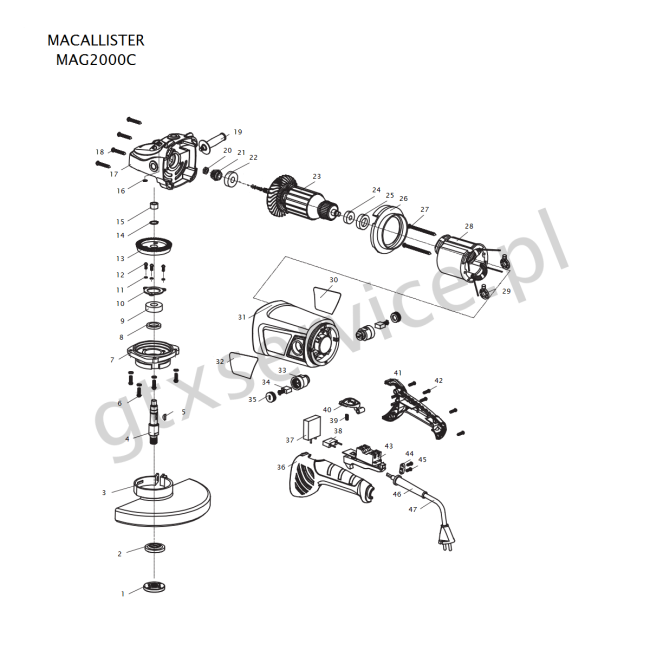Szlifierka kątowa - MACALLISTER MAG2000C 
