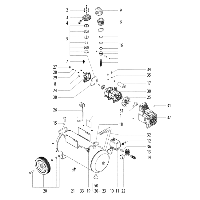 Kompresor olejowy - METABO BASIC250-24 601533000 - (rysunek techniczny)
