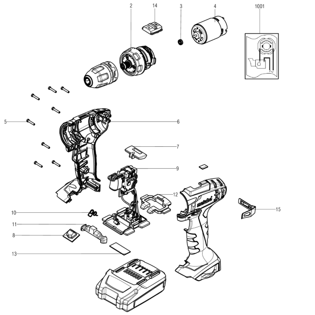 Wiertarko-wkrętarka akumulatorowa - METABO BS18QUICK 02217000 - (rysunek techniczny)
