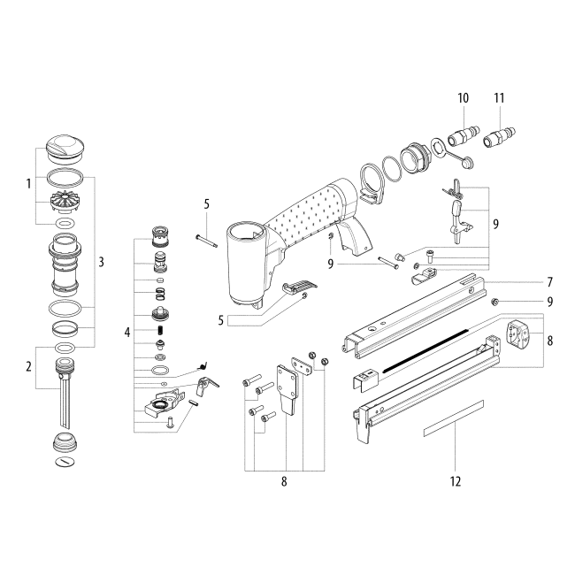 Zszywacz pneumatyczny - METABO DKG80/16 601564500 - (rysunek techniczny)
