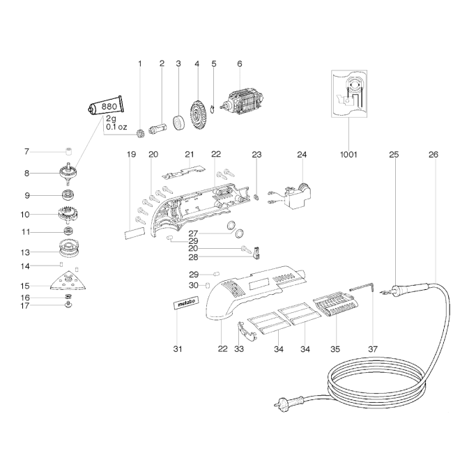 Szlifierka oscylacyjna - METABO DSE300INTEC 00311000 - (rysunek techniczny)
