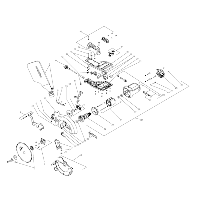 Pilarka ukosowa - METABO KS216 010216000010 - (rysunek techniczny)
