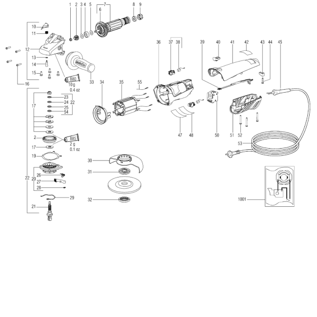 Szlifierka kątowa - METABO W11-125QUICK 00270000 - (rysunek techniczny)

