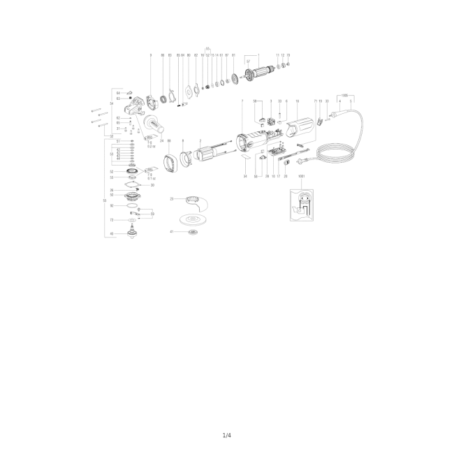 Szlifierka kątowa - METABO WEBA17-125QUICK 00514000 - (rysunek techniczny)
