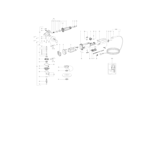 Szlifierka kątowa - METABO WEV17-125QUICK 00516000 - (rysunek techniczny)
