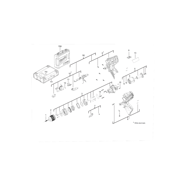 Wiertarko-wkrętarka akumulatorowa - MILWAUKEE M12CDD 4000440391 - (rysunek techniczny)
