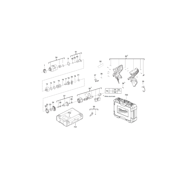 Klucz udarowy - MILWAUKEE M12CIW12 4000447137 - (rysunek techniczny)
