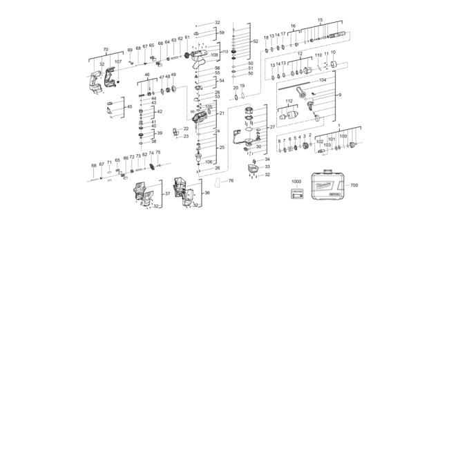 Młotowiertarka - MILWAUKEE M18CHPX-0 4000446831 - (rysunek techniczny)
