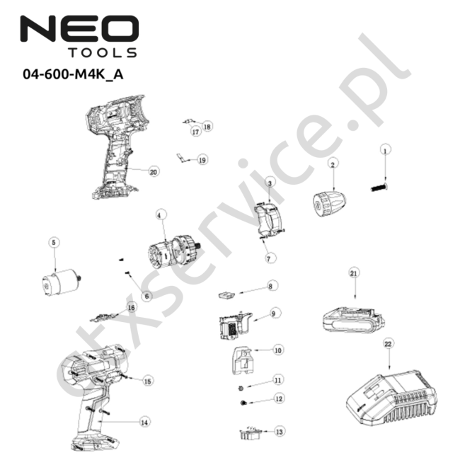 Wiertarko-wkrętarka akumulatorowa - NEO 04-600-M4K 