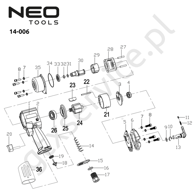 Klucz udarowy pneumatyczny - NEO 14-006 