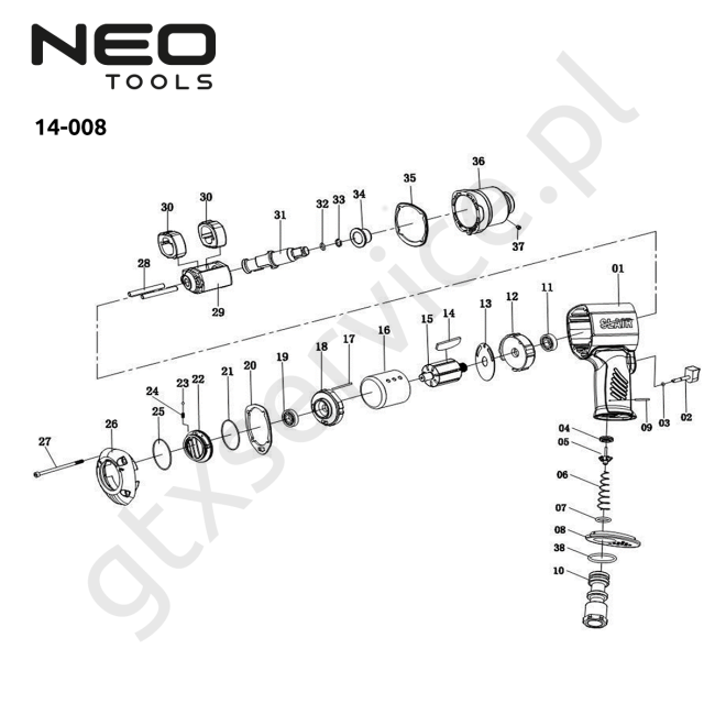 Klucz udarowy pneumatyczny - NEO 14-008 