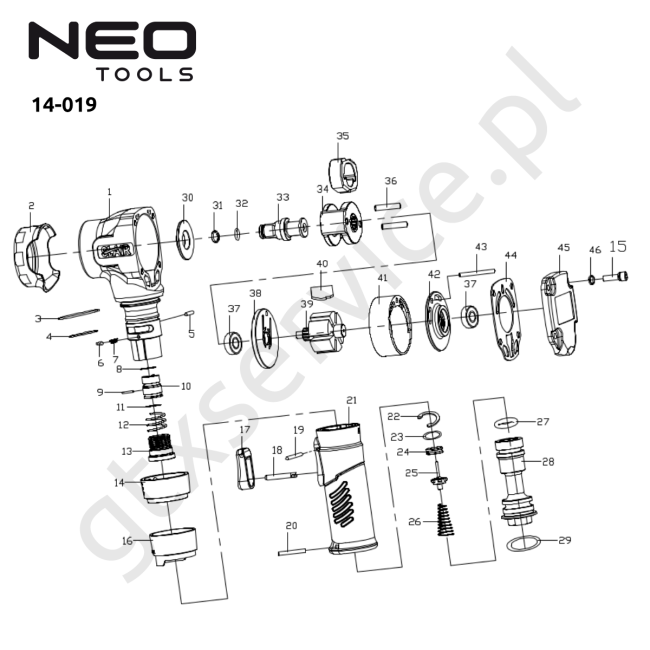 Klucz udarowy kątowy - NEO 14-019 
