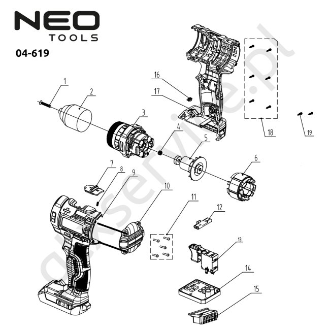 Wiertarko- wkrętarka 13 mm 76 Nm, bezszczotkowa, compact, Energy+ - NEO TOOLS 04-619 