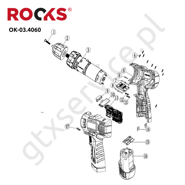 Wiertarko-wkrętarka akumulatorowa - ROOKS OK-03.4060 