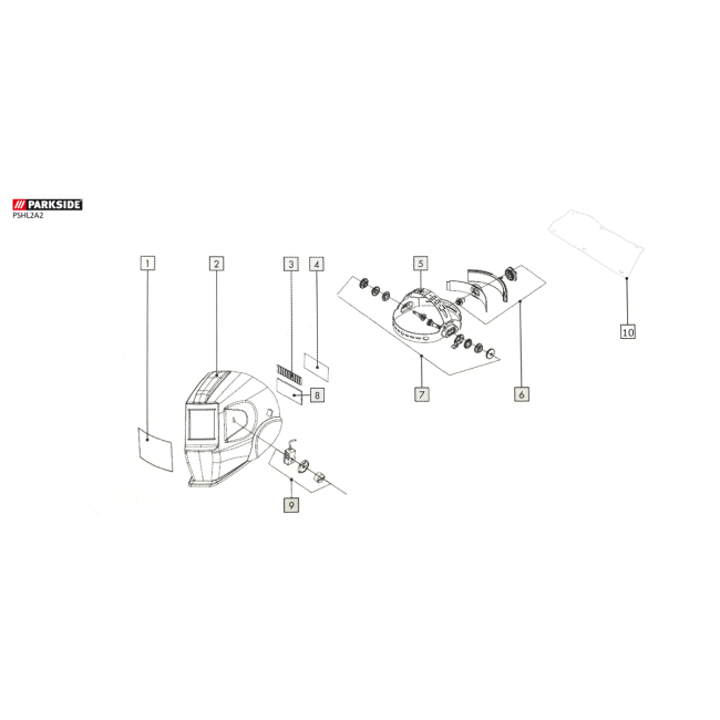 Przyłbica spawalnicza - PARKSIDE PSHL2A2 310884 - (rysunek techniczny)
