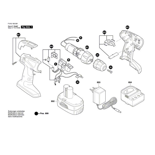 Wiertarko-wkrętarka akumulatorowa - 1003 F015100301 - (rysunek techniczny)
