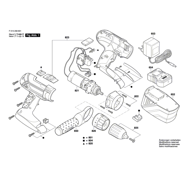 Wiertarko-wkrętarka akumulatorowa - SKIL 2598 F015259801 - (rysunek techniczny)
