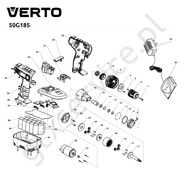 Wiertarko-wkrętarka akumulatorowa - VERTO 50G185 