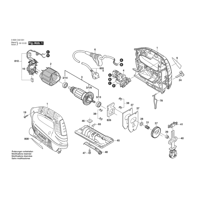 Wyrzynarka - BOSCH ZIELONY PST700E 3603CA0001 - (rysunek techniczny)

